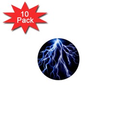 Blue Lightning At Night, Modern Graphic Art  1  Mini Magnet (10 Pack)  by picsaspassion