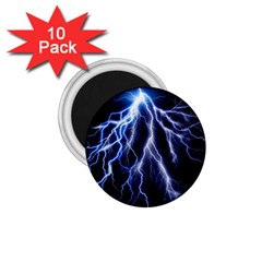 Blue Lightning At Night, Modern Graphic Art  1 75  Magnets (10 Pack)  by picsaspassion