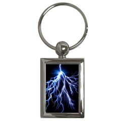 Blue Lightning At Night, Modern Graphic Art  Key Chain (rectangle) by picsaspassion