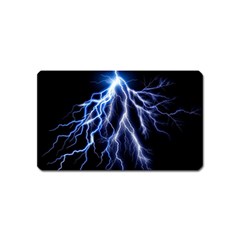 Blue Lightning At Night, Modern Graphic Art  Magnet (name Card) by picsaspassion