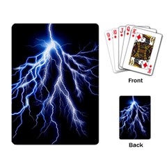 Blue Lightning At Night, Modern Graphic Art  Playing Cards Single Design (rectangle)