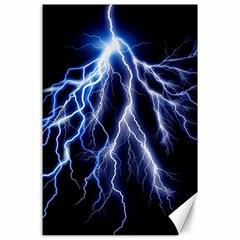 Blue Lightning At Night, Modern Graphic Art  Canvas 24  X 36  by picsaspassion