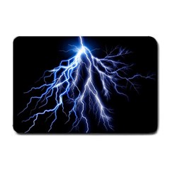 Blue Lightning At Night, Modern Graphic Art  Small Doormat  by picsaspassion