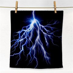 Blue Lightning At Night, Modern Graphic Art  Face Towel by picsaspassion