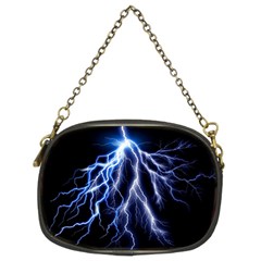 Blue Lightning At Night, Modern Graphic Art  Chain Purse (two Sides) by picsaspassion