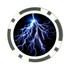 Blue Lightning At Night, Modern Graphic Art  Poker Chip Card Guard (10 Pack) by picsaspassion