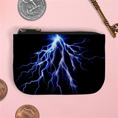 Blue Lightning At Night, Modern Graphic Art  Mini Coin Purse by picsaspassion