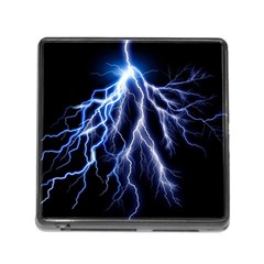 Blue Lightning At Night, Modern Graphic Art  Memory Card Reader (square 5 Slot) by picsaspassion