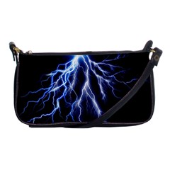 Blue Lightning At Night, Modern Graphic Art  Shoulder Clutch Bag by picsaspassion