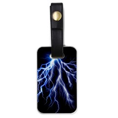 Blue Lightning At Night, Modern Graphic Art  Luggage Tag (one Side) by picsaspassion