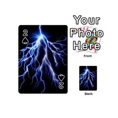 Blue Lightning At Night, Modern Graphic Art  Playing Cards 54 Designs (mini) by picsaspassion