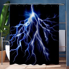 Blue Lightning At Night, Modern Graphic Art  Shower Curtain 60  X 72  (medium)  by picsaspassion