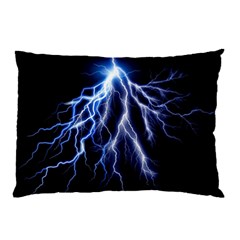 Blue Lightning At Night, Modern Graphic Art  Pillow Case (two Sides) by picsaspassion