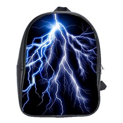 Blue Lightning At Night, Modern Graphic Art  School Bag (xl) by picsaspassion