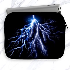 Blue Lightning At Night, Modern Graphic Art  Apple Ipad 2/3/4 Zipper Cases by picsaspassion