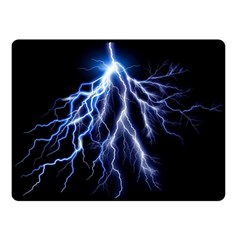 Blue Lightning At Night, Modern Graphic Art  Double Sided Fleece Blanket (small)  by picsaspassion