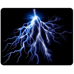 Blue Lightning At Night, Modern Graphic Art  Double Sided Fleece Blanket (medium)  by picsaspassion