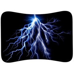 Blue Lightning At Night, Modern Graphic Art  Velour Seat Head Rest Cushion by picsaspassion