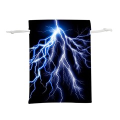 Blue Lightning At Night, Modern Graphic Art  Lightweight Drawstring Pouch (l) by picsaspassion