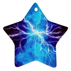 Blue Lightning Thunder At Night, Graphic Art 3 Ornament (star) by picsaspassion