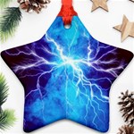 Blue Lightning thunder at night, graphic art 3 Ornament (Star) Front