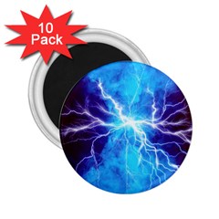 Blue Lightning Thunder At Night, Graphic Art 3 2 25  Magnets (10 Pack)  by picsaspassion