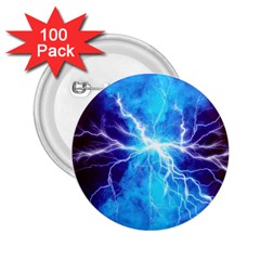 Blue Lightning Thunder At Night, Graphic Art 3 2 25  Buttons (100 Pack)  by picsaspassion