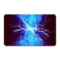 Blue Lightning Thunder At Night, Graphic Art 3 Magnet (rectangular) by picsaspassion