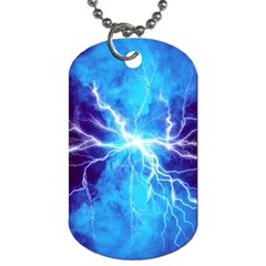 Blue Lightning Thunder At Night, Graphic Art 3 Dog Tag (one Side) by picsaspassion