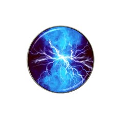 Blue Lightning Thunder At Night, Graphic Art 3 Hat Clip Ball Marker by picsaspassion