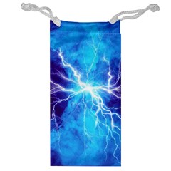 Blue Lightning Thunder At Night, Graphic Art 3 Jewelry Bag by picsaspassion