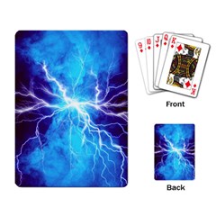 Blue Lightning Thunder At Night, Graphic Art 3 Playing Cards Single Design (rectangle)