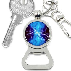 Blue Lightning Thunder At Night, Graphic Art 3 Bottle Opener Key Chain by picsaspassion