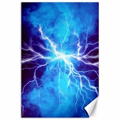 Blue Lightning Thunder At Night, Graphic Art 3 Canvas 24  X 36  by picsaspassion