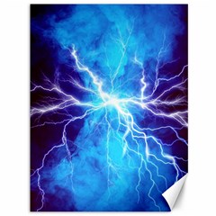 Blue Lightning Thunder At Night, Graphic Art 3 Canvas 36  X 48  by picsaspassion