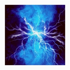 Blue Lightning Thunder At Night, Graphic Art 3 Medium Glasses Cloth (2 Sides) by picsaspassion