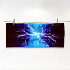 Blue Lightning Thunder At Night, Graphic Art 3 Hand Towel by picsaspassion