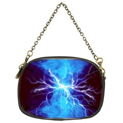 Blue Lightning Thunder At Night, Graphic Art 3 Chain Purse (one Side) by picsaspassion