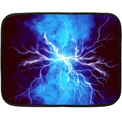 Blue Lightning Thunder At Night, Graphic Art 3 Fleece Blanket (mini) by picsaspassion