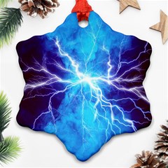 Blue Lightning Thunder At Night, Graphic Art 3 Ornament (snowflake)