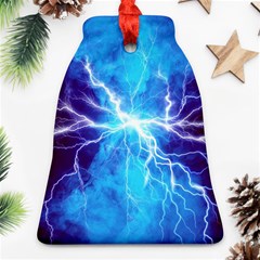 Blue Lightning Thunder At Night, Graphic Art 3 Bell Ornament (two Sides)