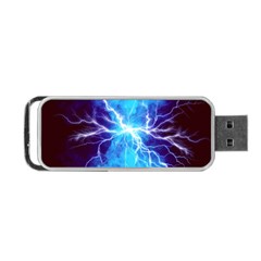 Blue Lightning Thunder At Night, Graphic Art 3 Portable Usb Flash (one Side) by picsaspassion