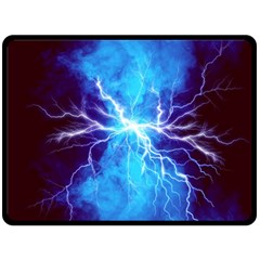 Blue Lightning Thunder At Night, Graphic Art 3 Double Sided Fleece Blanket (large)  by picsaspassion