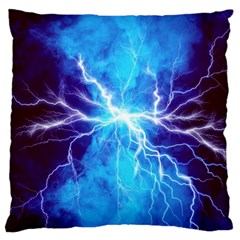 Blue Lightning Thunder At Night, Graphic Art 3 Standard Flano Cushion Case (two Sides) by picsaspassion