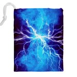 Blue Lightning thunder at night, graphic art 3 Drawstring Pouch (4XL) Back