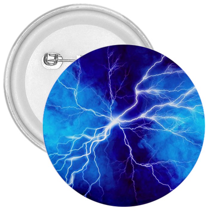 Blue thunder Lightning at night, graphic art 3  Buttons