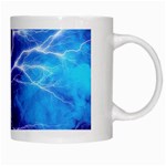 Blue thunder Lightning at night, graphic art White Mugs Right