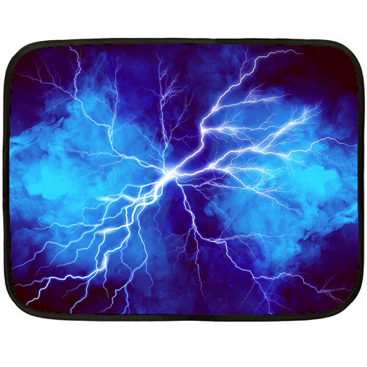 Blue thunder Lightning at night, graphic art Fleece Blanket (Mini)