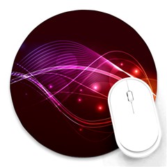 Colorful Arcs In Neon Light, Graphic Art Round Mousepads by picsaspassion