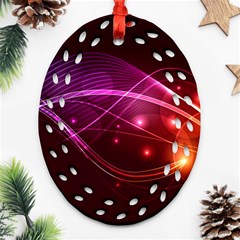 Colorful Arcs In Neon Light, Graphic Art Oval Filigree Ornament (two Sides)